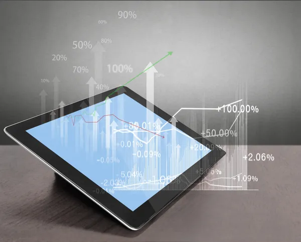Touch screen tablet with graph — Stock Photo, Image