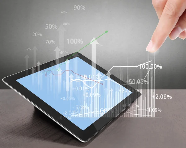 Touchscreen-Tablet mit Grafik — Stockfoto