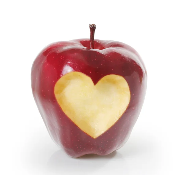 Apple with heart shape — Stock Photo, Image