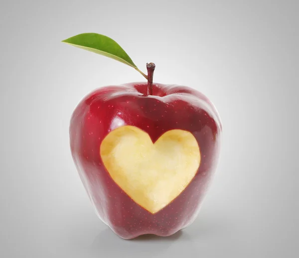 Apple with heart shape — Stock Photo, Image