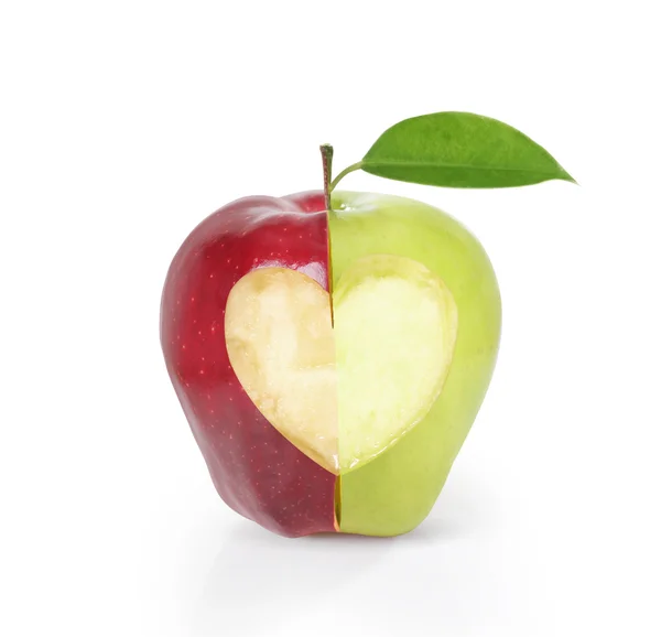 Apple with heart shape — Stock Photo, Image