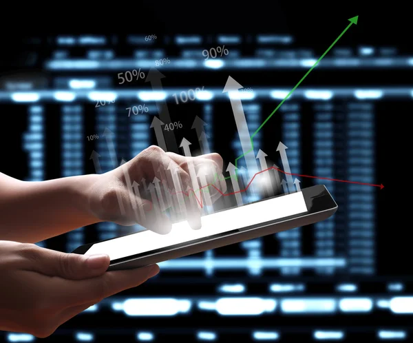 Touch screen tablet with graph — Stock Photo, Image