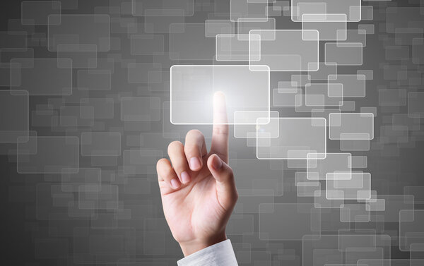 hand pressing touchscreen button