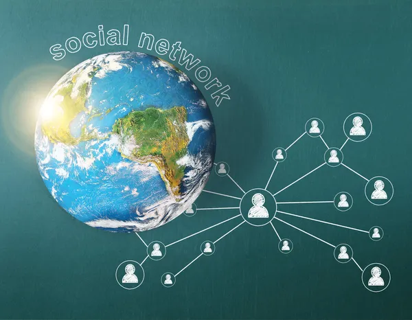 Sociala nätverk och globe "element av denna bild av na — Stockfoto