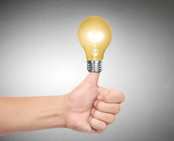 Ideas bombilla de luz en la mano — Foto de Stock