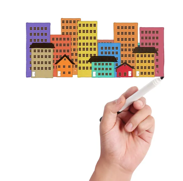 Drawing Buildings — Stock Photo, Image