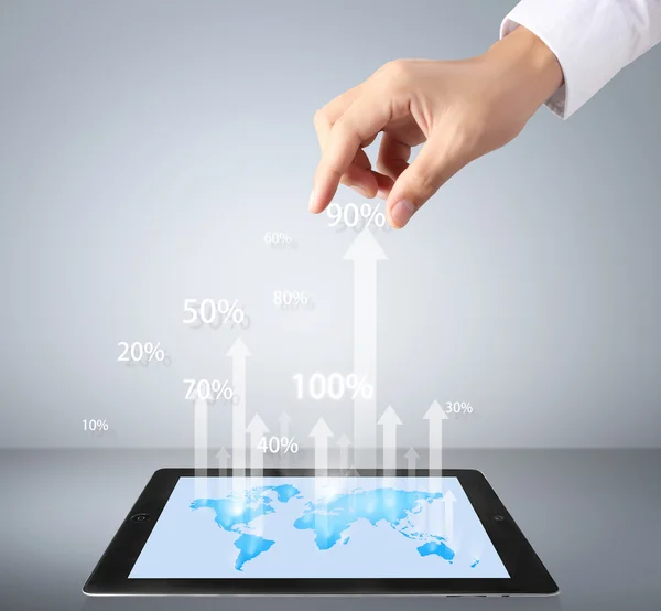 Touch screen tablet with graph — Stock Photo, Image