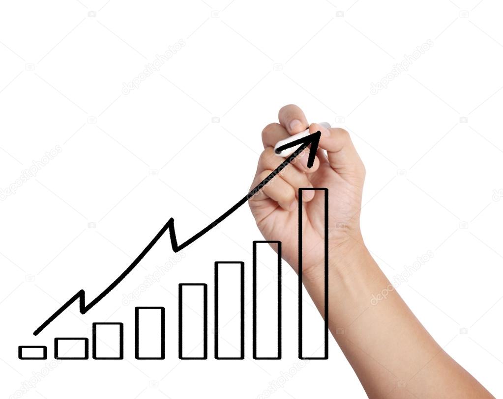 Business man drawing graph