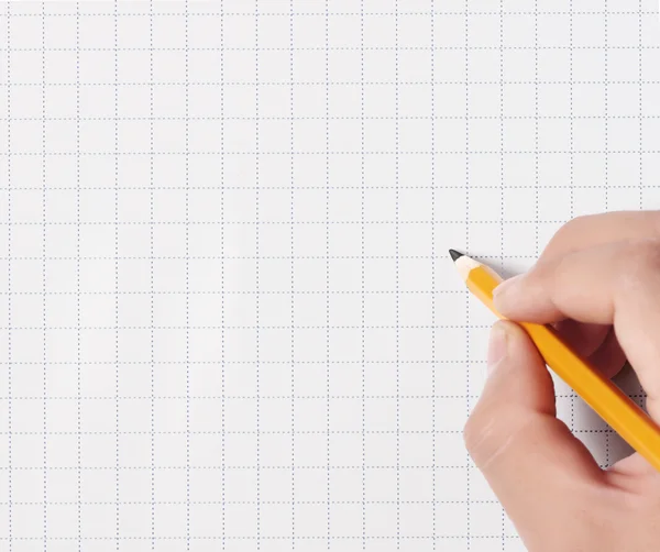 Ręce z gumy ołówek pisać coś — Zdjęcie stockowe