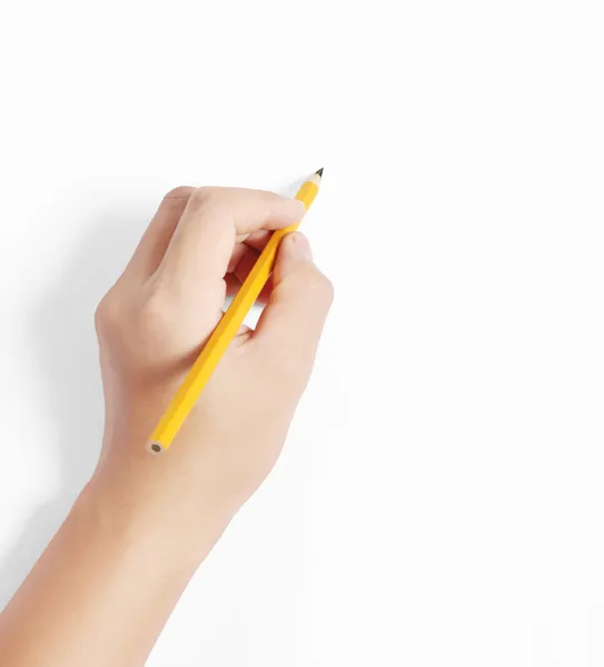 Pencil in hand rubber writting something — Stock Photo, Image