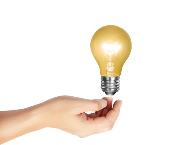 Ideas light bulb in hand — Stock Photo, Image