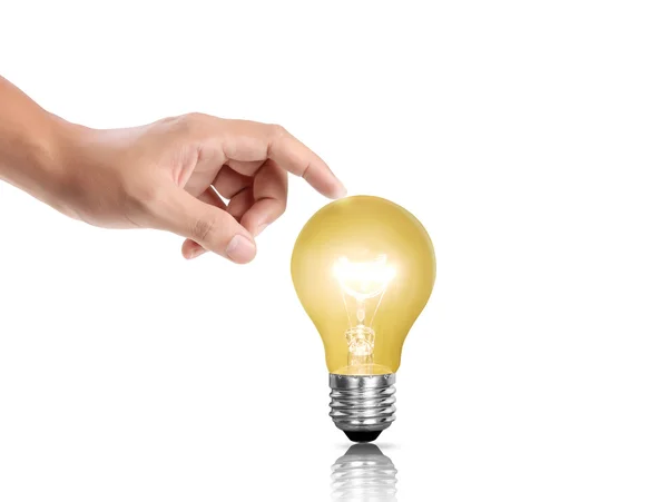 Bulb light in a hand — Stock Photo, Image