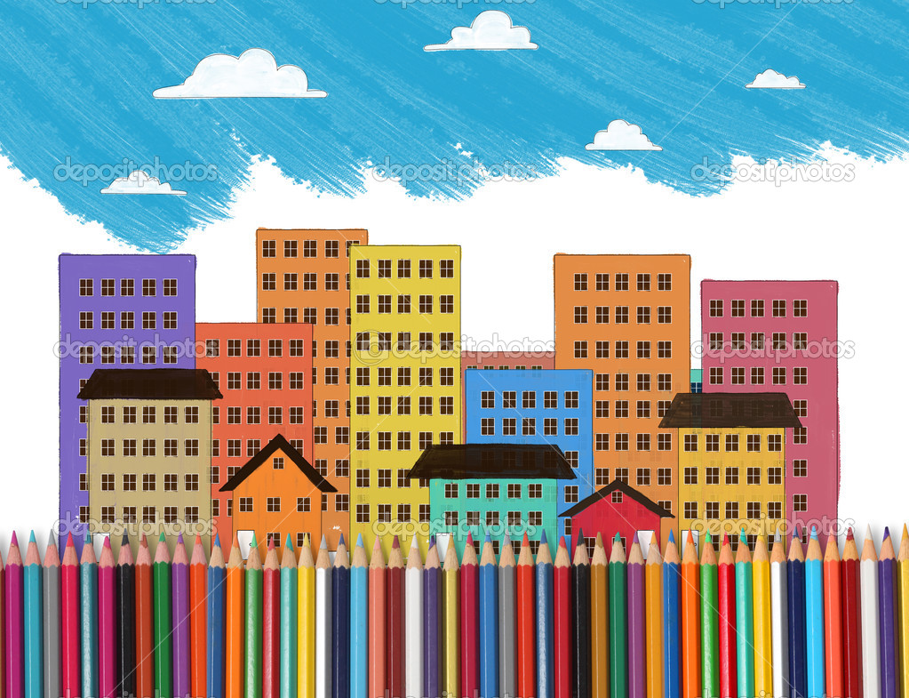 Disegnare con un le matite colorate wity casa — Foto di aeydenphumi