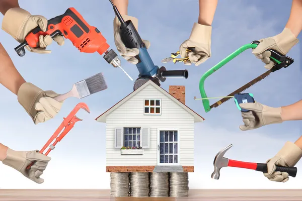 Selection of tools in the shape of a house — Stock Photo, Image