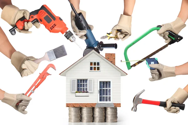 Selection of tools in the shape of a house — Stock Photo, Image