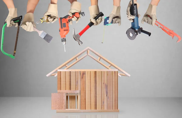 Selection of tools in the shape of a house — Stock Photo, Image