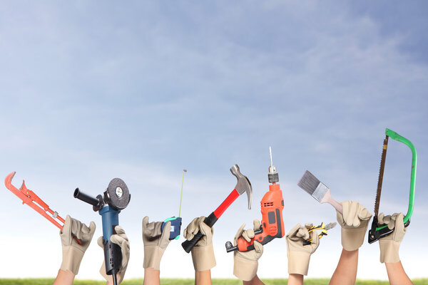 Selection of tools in the shape of a house