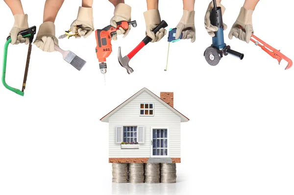 Selection of tools in the shape of a house — Stock Photo, Image