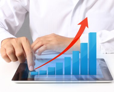 Tablet ekran grafik ve el ile 