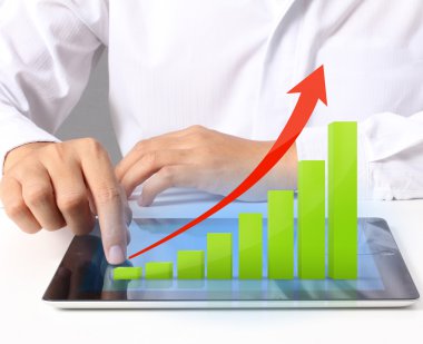 Tablet ekran grafik ve el ile 