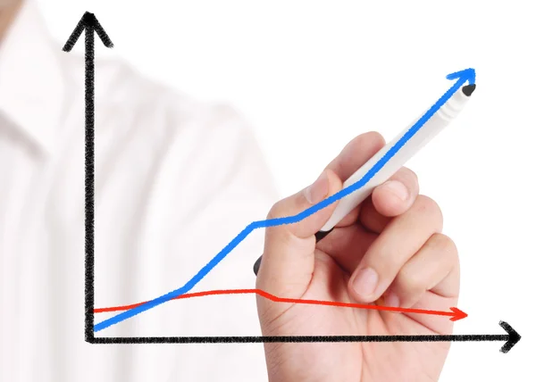 Business man drawing  graph — Stock Photo, Image