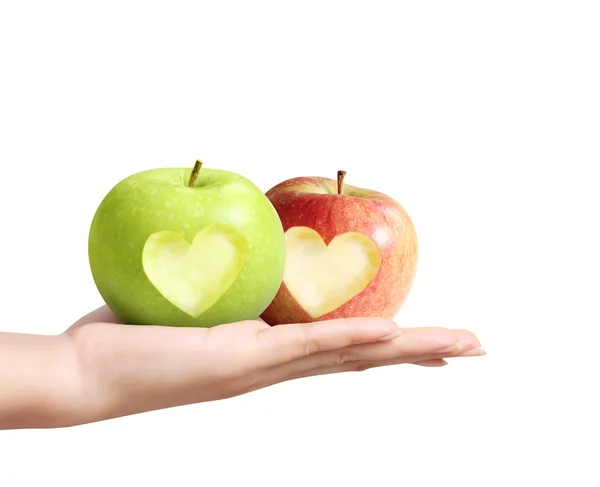 Mãos segurando Apple — Fotografia de Stock