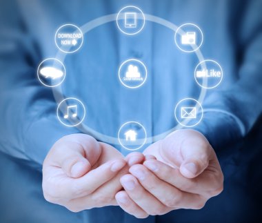  Modern sosyal düğmeleri n el