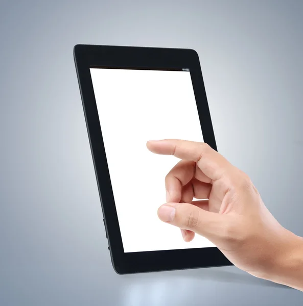 Dotykové obrazovky tabletu v ruce — Stock fotografie