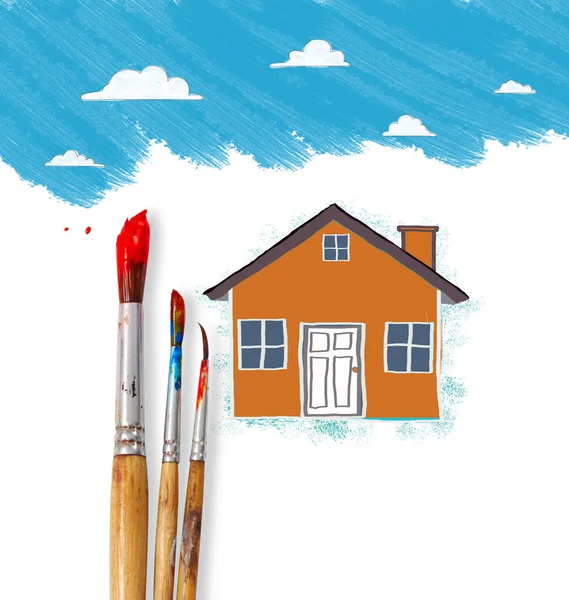 Drawing the house — Stock Photo, Image