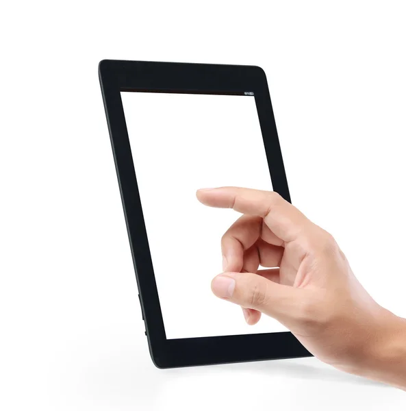 Tablet tela sensível ao toque na mão — Fotografia de Stock