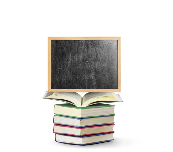 Yazı tahtası üzerinde kitap ile ahşap çerçeve — Stok fotoğraf