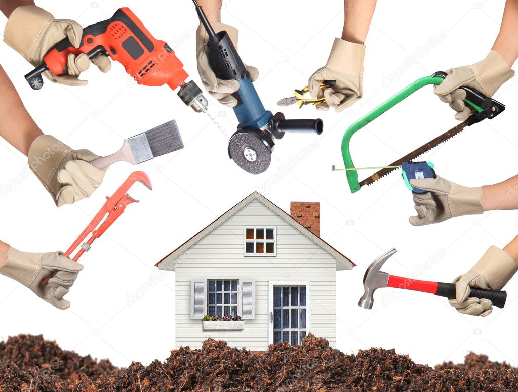 Selection of tools in the shape of a house