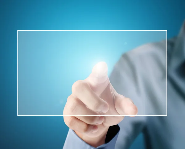 Hand pushing on a touch screen interface — Stock Photo, Image