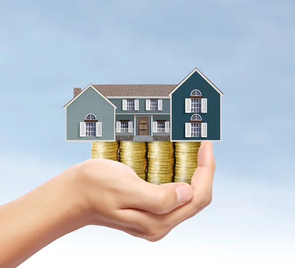 Mortgage concept by money house from coins — Stock Photo, Image