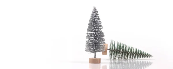 Klein Und Liebevoll Geschmückter Künstlicher Weihnachtsbaum — Stockfoto