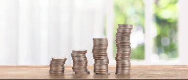 Para yığını, ticaret grafiği, finansal yatırım konsepti