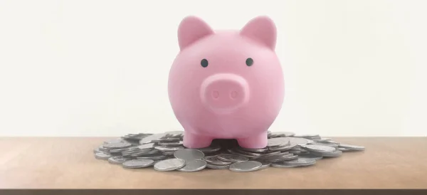 Munten Met Handelsgrafiek Financieel Beleggingsconcept Een Piggy Bank — Stockfoto