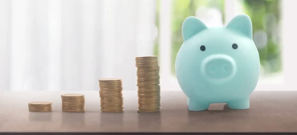Munten Met Handelsgrafiek Financieel Beleggingsconcept Een Piggy Bank — Stockfoto