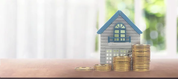 Modèle Maison Miniature Détachée Simulacre Pièces Monnaie Immobilier Concept Investissement — Photo