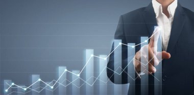 Finansal gösterge ve muhasebe piyasa analizi grafiklerinin el ele dokunması