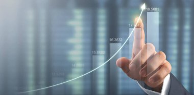 Finansal gösterge ve muhasebe piyasa analizi grafiklerinin el ele dokunması