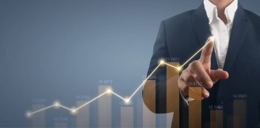 Finansal gösterge ve muhasebe piyasa analizi grafiklerinin el ele dokunması