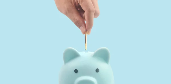 Bitcoin Financial Investment Hand Concept Piggy Bank — Stock Fotó