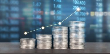 Ticari grafiği olan para yığını, mali yatırım kavramı