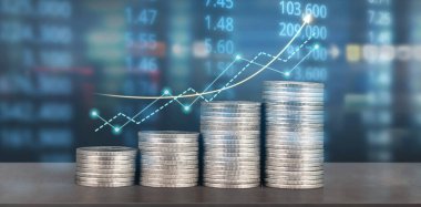 Ticari grafiği olan para yığını, mali yatırım kavramı
