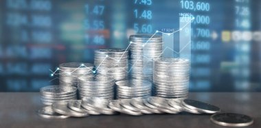 Ticari grafiği olan para yığını, mali yatırım kavramı