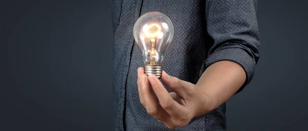 Humans Hold Light Bulbs Hand Innovative Technology Creativity Creative Idea — Stock Photo, Image