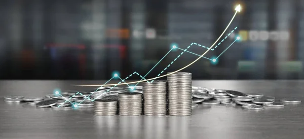 Stack Coin Trading Graph Financial Investment Concept — Stockfoto