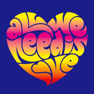 Psychedelic heart typography clipart