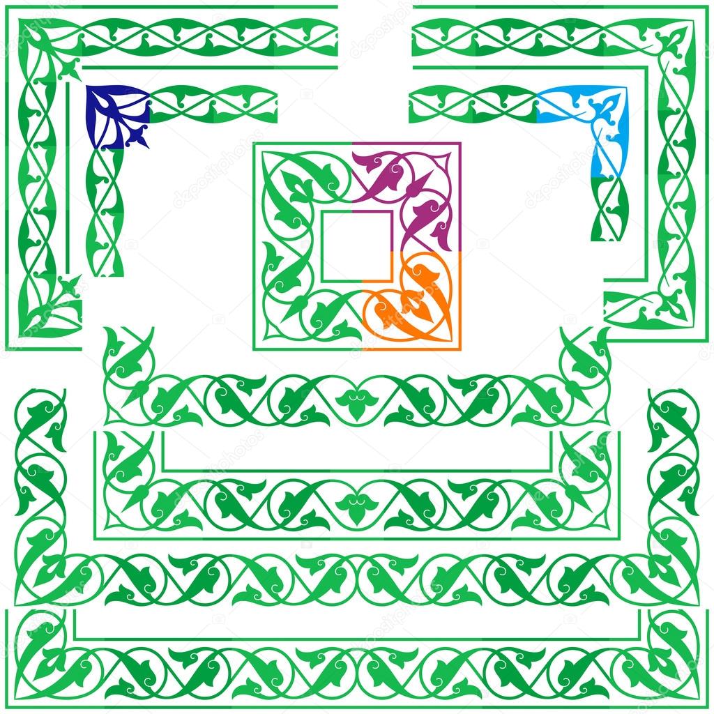 Arabic oriental ornament. Decorative border, corner.